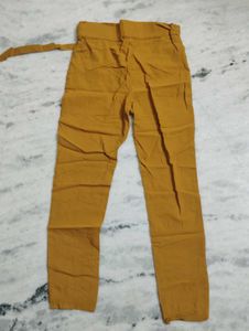 Mustard Yellow Paperbag Waist Pants