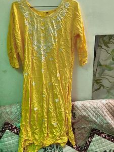 Beautiful Yellow Chikankari Kurta