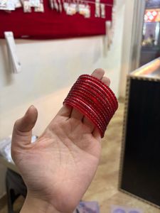 Deep Crimsons/Rich Red Textured Bangles