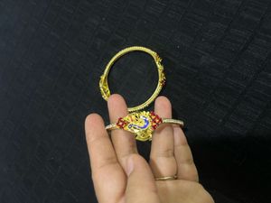 Exquisite Gold Plated Bangles with Red Stones