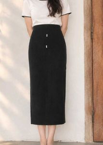 Ribbed Knit Maxi Skirt with Drawstring
