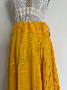 Vibrant Yellow Sequined Ethnic Skirt