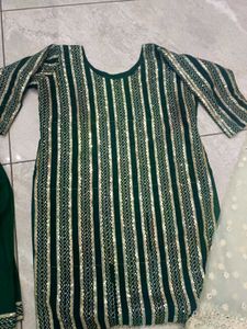 Green party wear Kurta Set with Dupatta