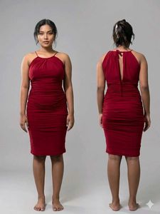 Chic Maroon  Ruched Bodycon Dress