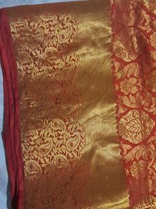 Red &amp; Gold Brocade Silk Saree
