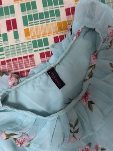 Light Blue Floral Tiered Dress