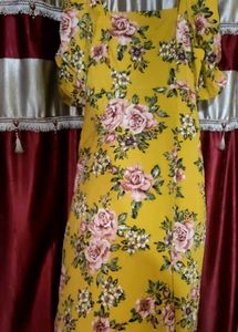 Yellow Floral Print Dress