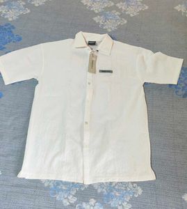 Men's White Short Sleeve Button-Up Shirt