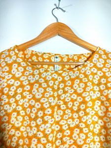 Gold With White Floral Printed Tops (Women's)