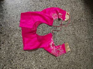 Price dropped Teal Saree  Pink Border with blouse