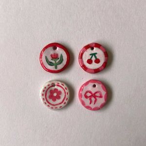 4× Coquette Clay Pendants