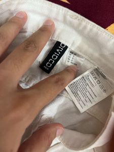 Cream High-Waisted Denim Shorts