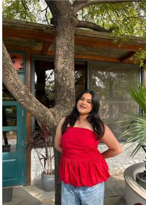 Chic Red Strapless Peplum Top
