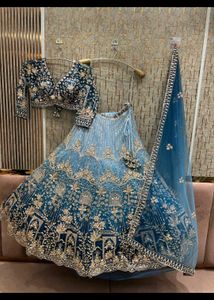 Stunning Blue Embroidered Lehenga Choli