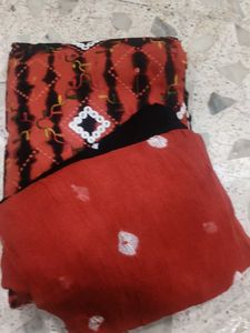 Embroidered Black &amp; Red dress material