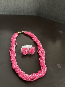 Nepali Brand New Pink Set Necklace With Earrings