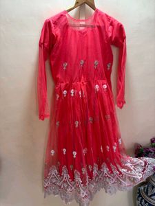 Coral Embroidered anarkali Set