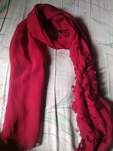 Elegant Red Chiffon Scarf
