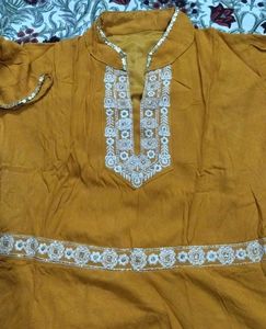 Elegant Mustard Kurta with Embellishments