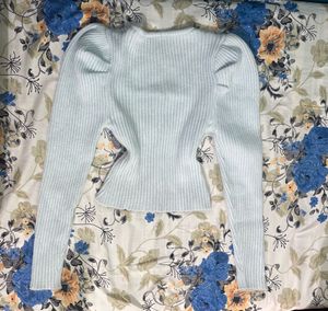 Light Blue Ribbed Cardigan