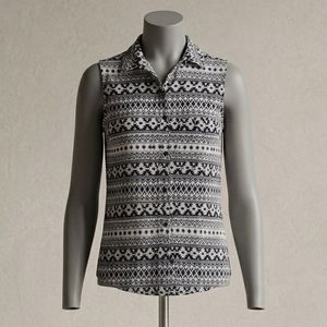 Sleeveless Geometric Print Shirt