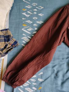 Brown casual crop top