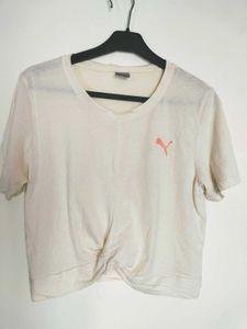 Puma Women's Cream Twist Hem T-Shirt