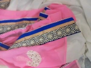 Elegant Pink Embroidered Saree