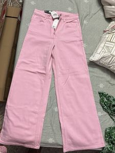 Pink Wide Leg Jeans