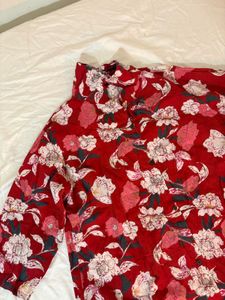 Red Floral Print Blouse