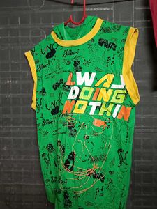 Graphic Print Sleeveless cotton tee shirt with hoo