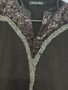 Elegant Brown Embellished woolen Kurta