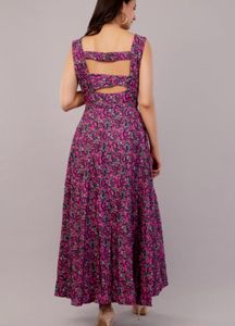 Pink Floral Cutout Maxi Dress