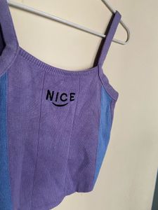 Cute Purple &amp; Blue "NICE" Crop Top