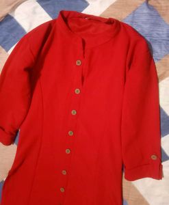 Chic Red Button-Down Kurta