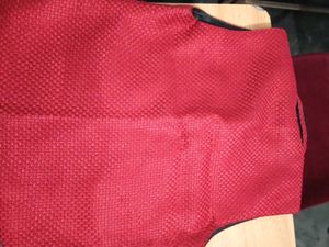 Red Ethnic Sleeveless Jacket