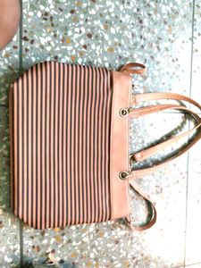Striped Tote Bag with Adjustable Strap