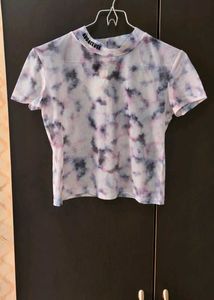 👚🩷 Pastel Abstract Tie-Dye Mesh Top