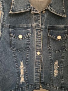Distressed Denim Vest Jacket