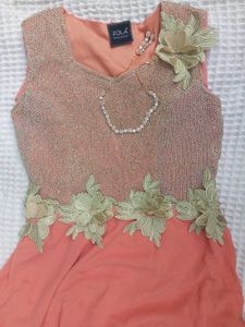 Peach Embellished Ethnic Gown