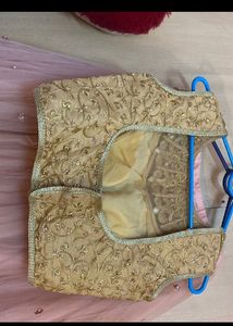 Golden And Peach Net Designer Lehanga
