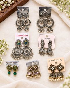 Set of 6 Earrings | Jhumka & Oxidised