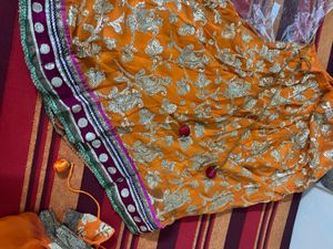 Designer Orange Floral Lehenga Choli Set