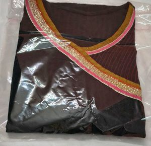 Elegant Black Dark Kurti with Embellished Neckline