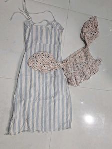 Striped Midi Dress with Floral Top