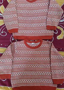 Rust &amp; White color Knit Sweater (3-4 yrs)
