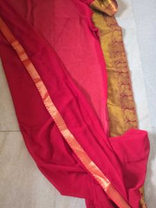 Silk half saree with Golden Border