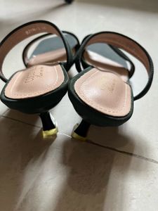 Green heel sandals