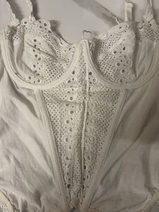 Chic White Broderie Anglaise Corset Top