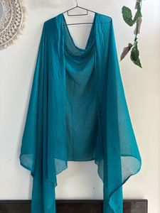 Teal Dupatta with Gold Dots